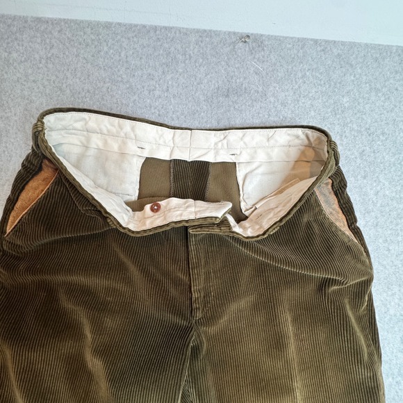 Corduroy Hunting Pants Leather Trim Upland Trousers Grandpacore Vintage Orvis 36 - Picture 5 of 9